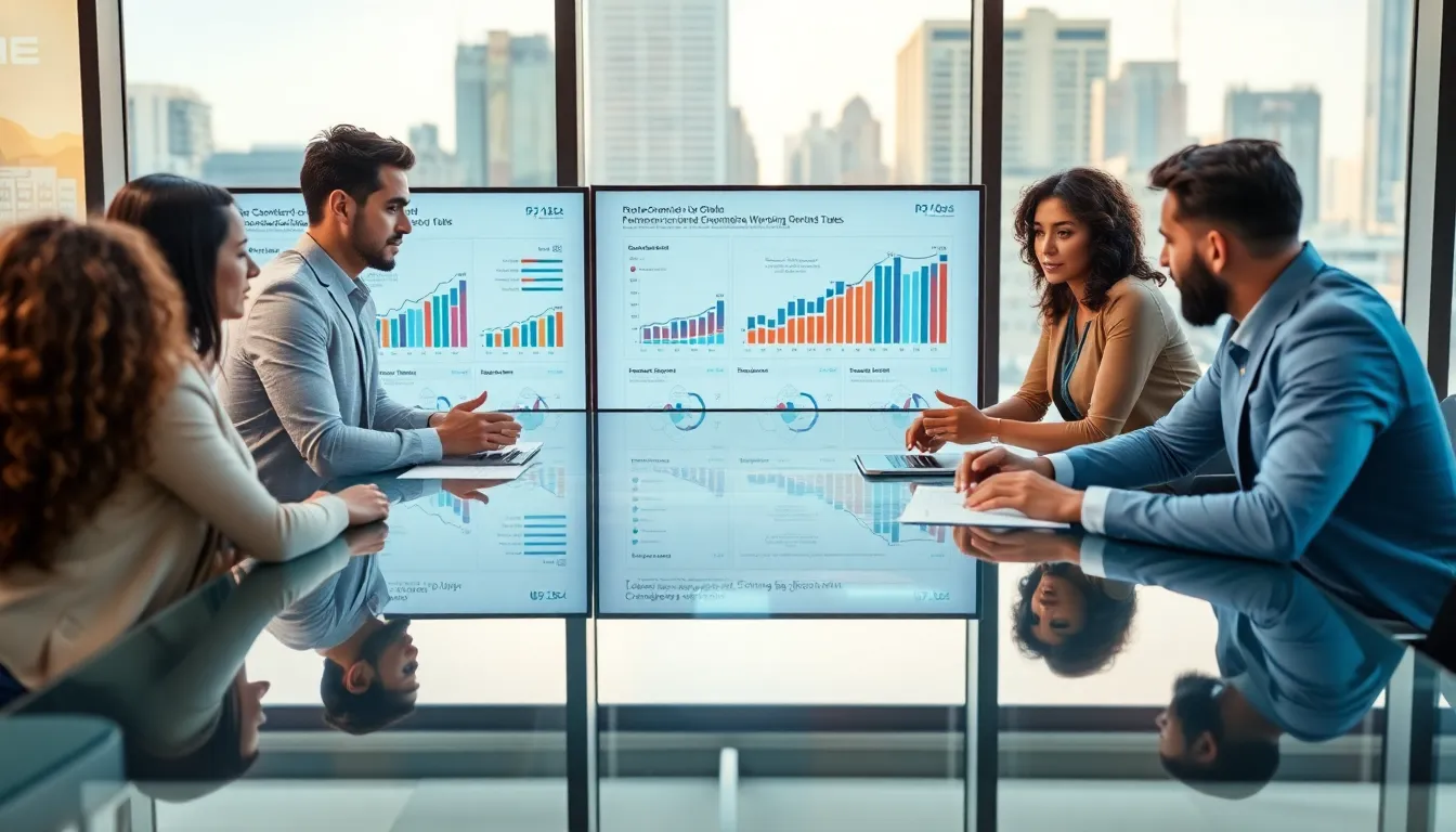 diverse team discussing economic shifts in a modern office