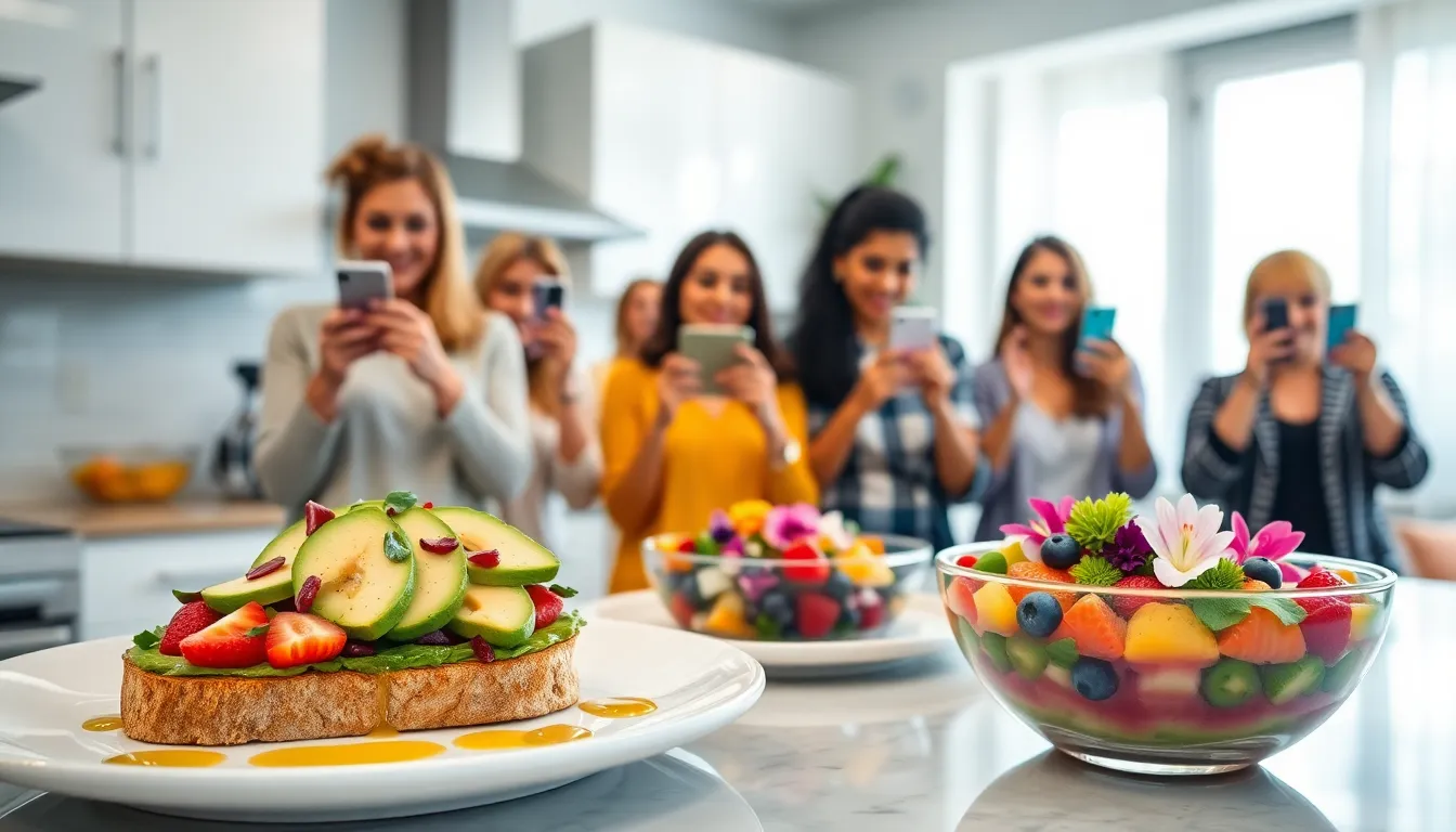 professionals photographing beautifully styled food in a modern kitchen.